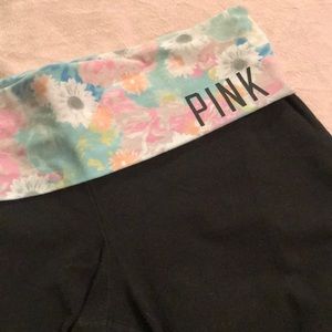 VS Pink floral bootcut yoga pants